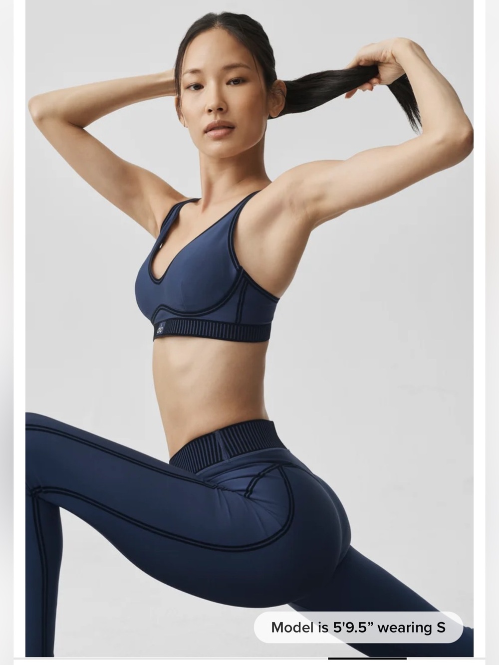 ALO Yoga Navy Rib-Trim Bralette & Legging Set